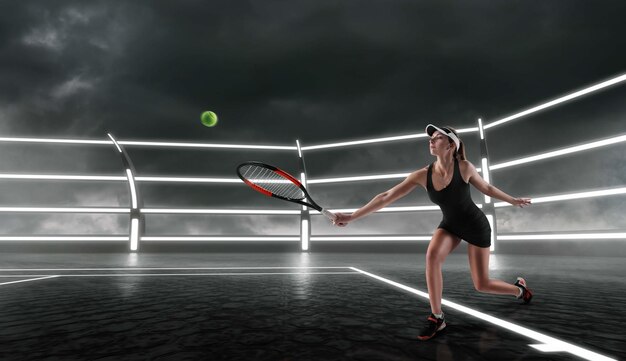 网球运动员发球的专业动作瞬间